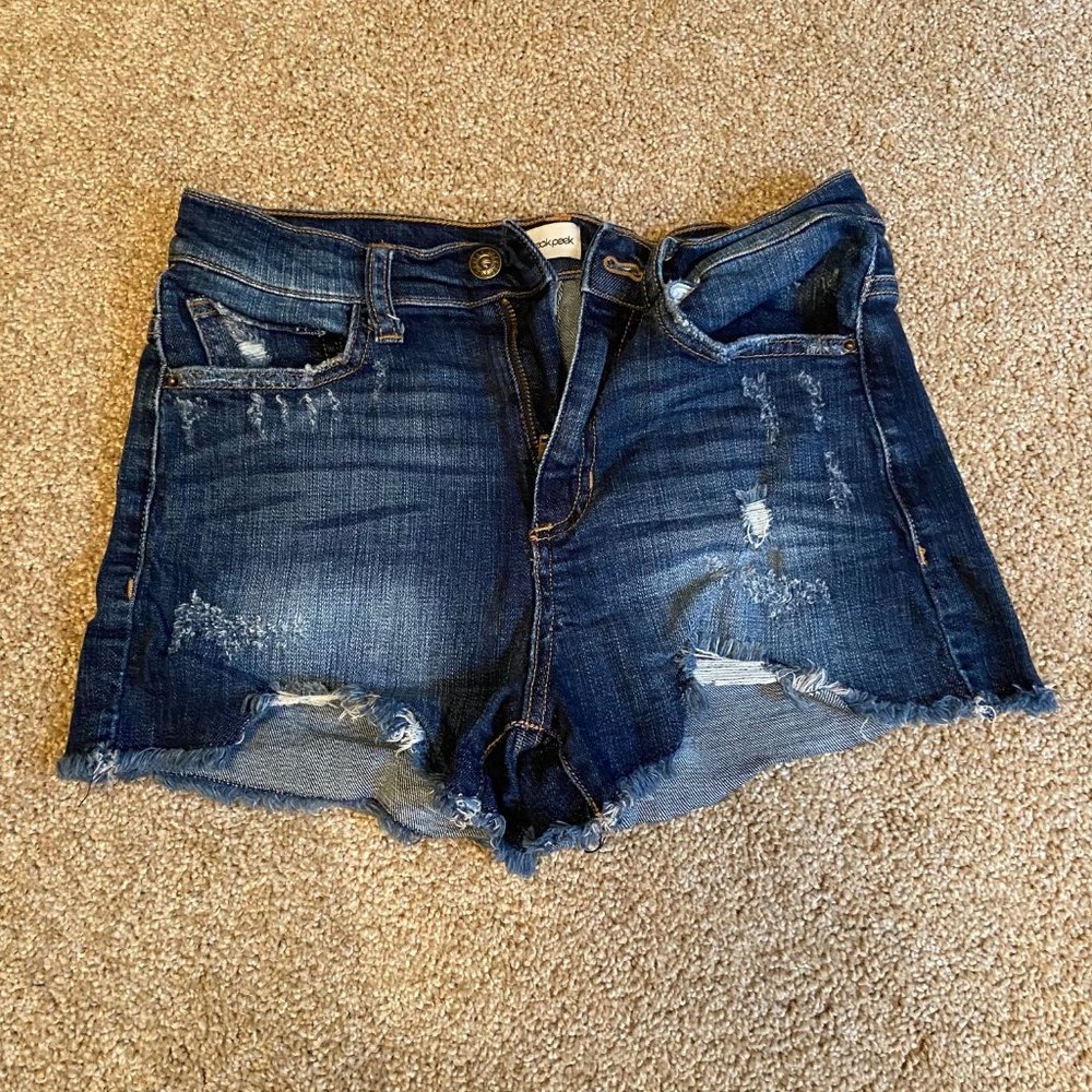 NWOT High Rise Jean Frayed Distressed Festival Demin Shorts